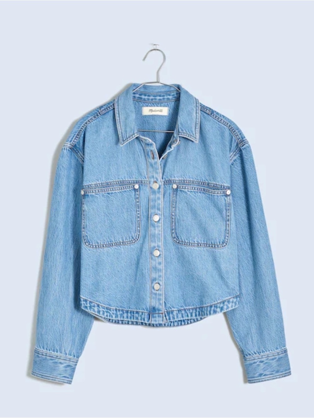 Madewell Denim Long-Sleeve Crop Shirt/ Shacket- Dayview Wash